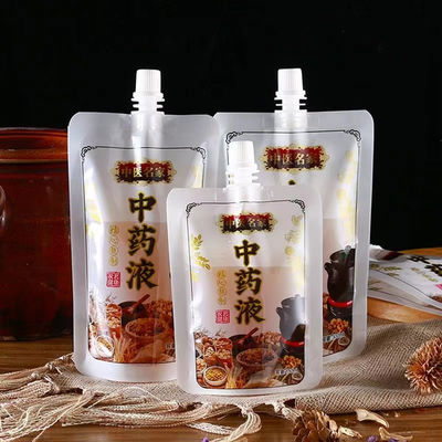 Black Edge White Bottom Medicine Liquid Stand Out Pouch With Spout From 100ml-300ml